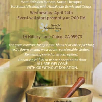 Singing Bowls in Chico California, free sound treatment event