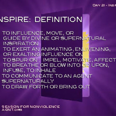 Definition of Inspire quote over a dark purple background
