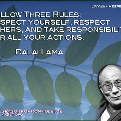 responsibility quote by the Dalai Lama. image of a plant vine over water surface