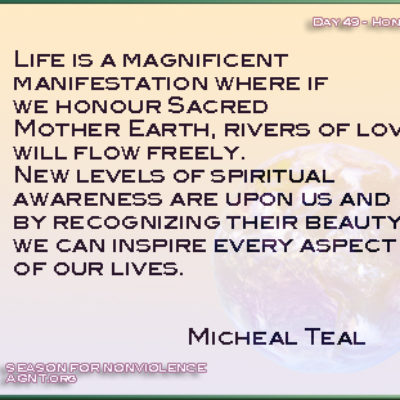 Micheal Teal quote for the Gandhi-King season of Nonviolence meditations videos