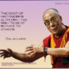 Dali Lama quote on the root of happiness image has a pink background